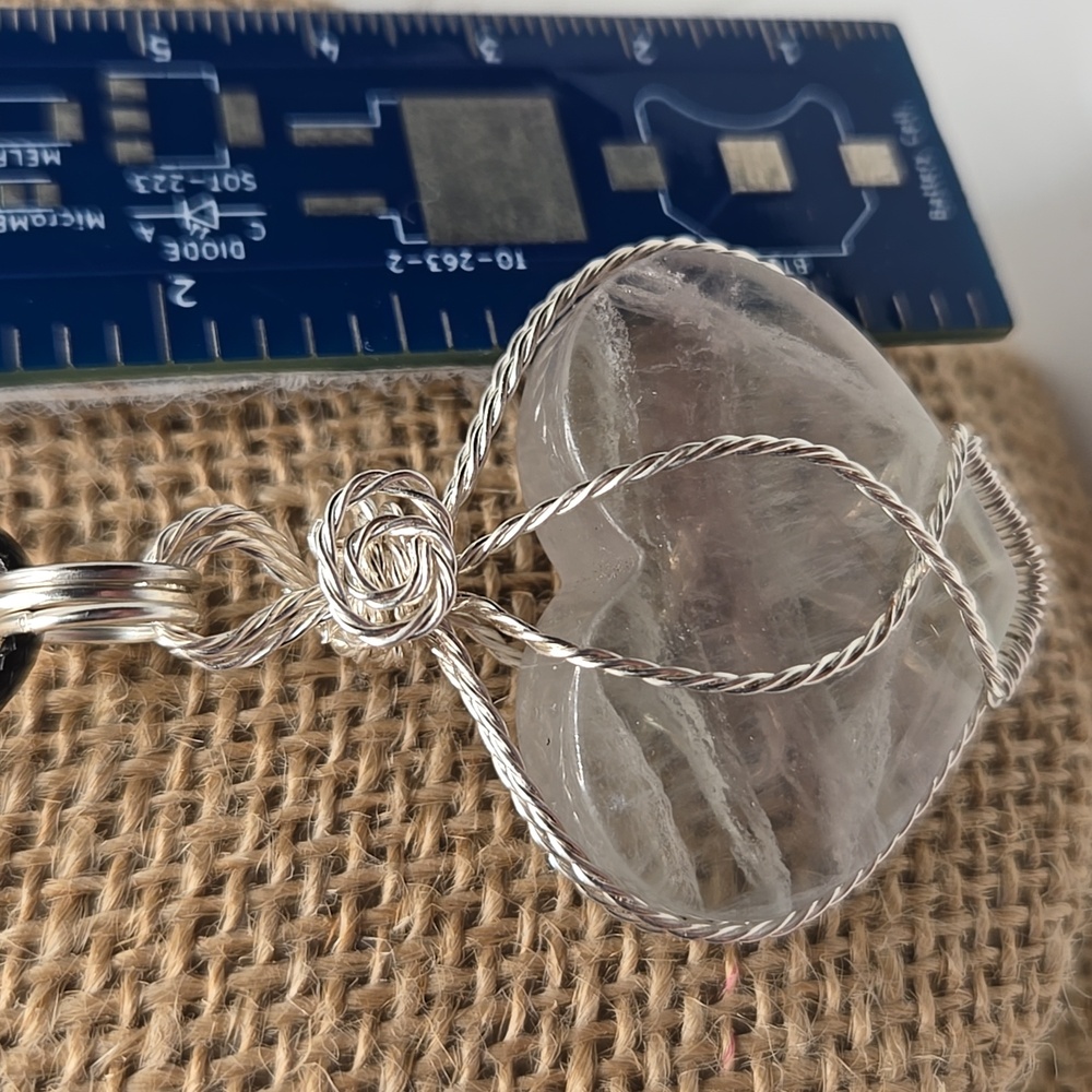 Hand Crafted White Fluorite Heart Wire Wrapped Pendant Necklace #260 NWOT - Picture 4 of 7